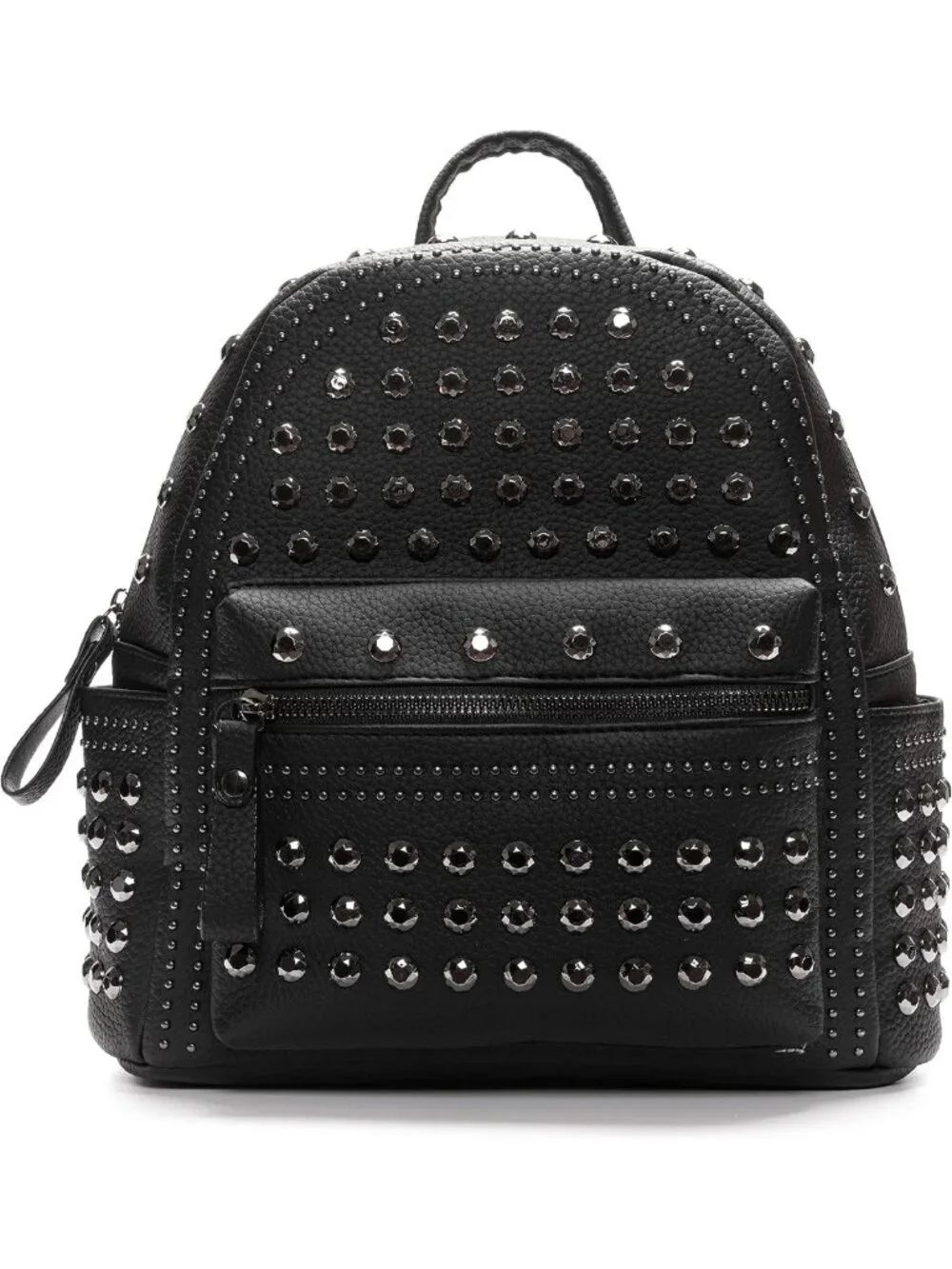 Stylish Black Faux Leather Studded Motorcycle Biker Backpack Purse - Gothic